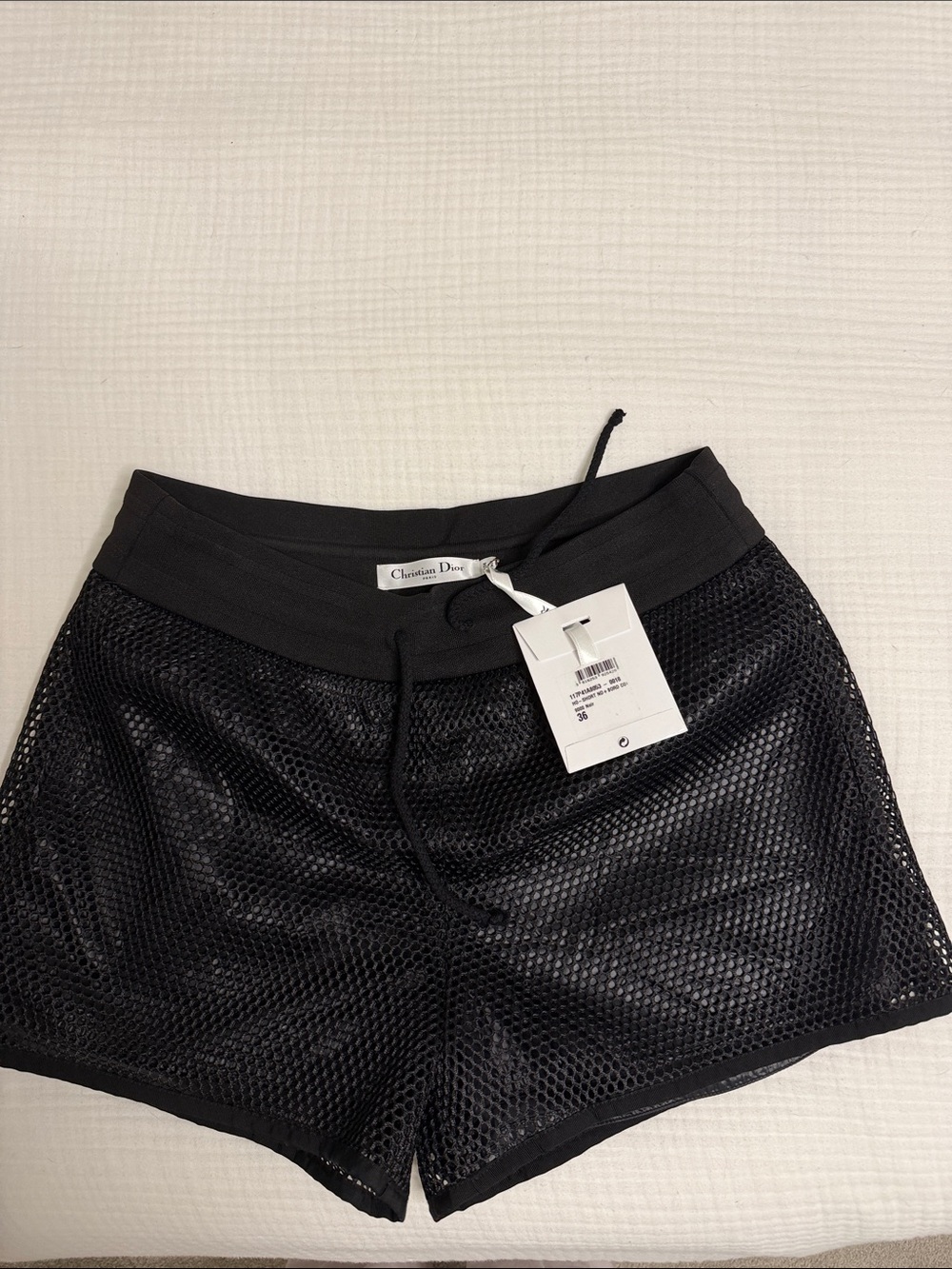 Dior Black Mesh Drawstring Athletic Shorts